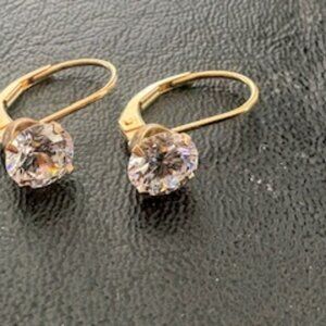 14 K Gold Diamonique Solataire lever back earrings